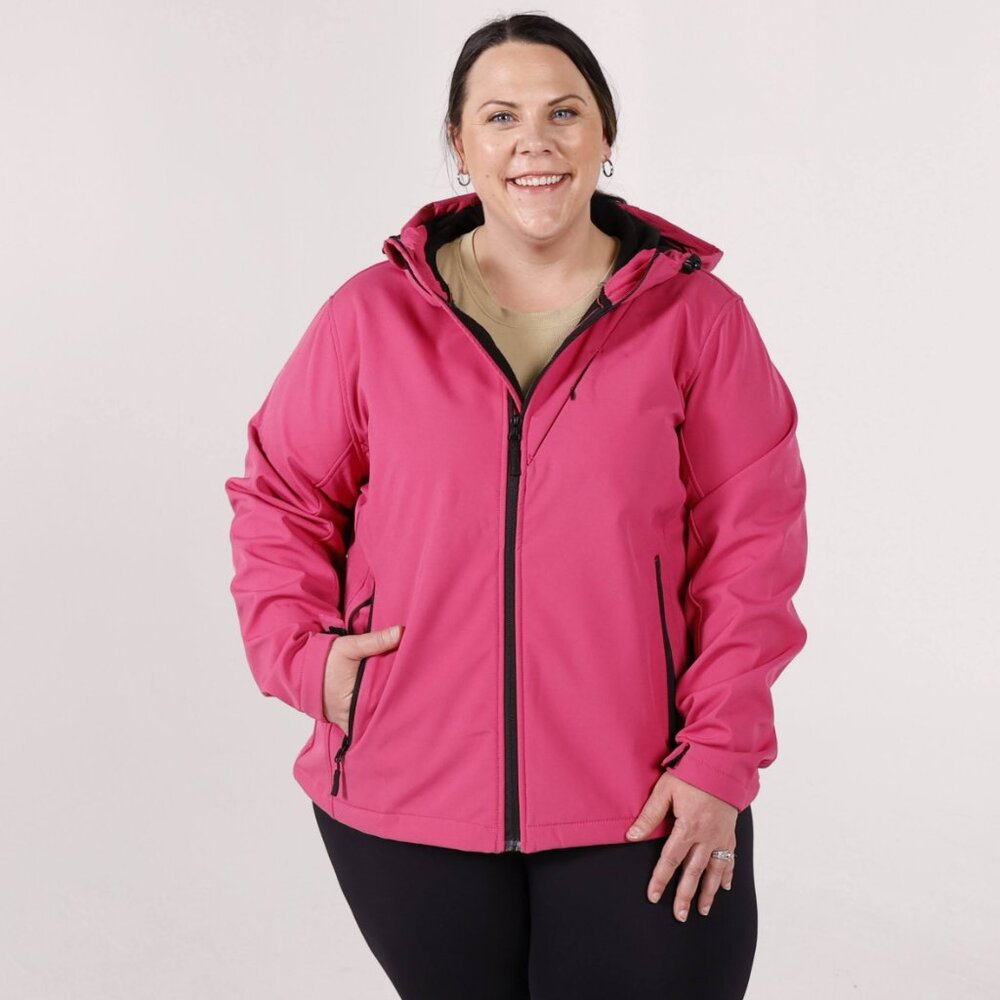 NWT Pulse Women's Plus Size Soft Shell Jacket  Fall Coat 1X 16 Solid Pink